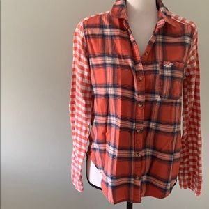Women’s Hollister Flannel size small orange navy